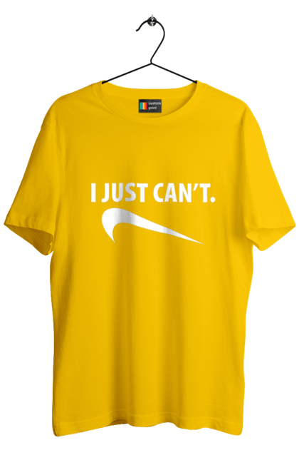 Men's t-shirt with prints I just can't. Demotivator, i can`t, motivation, nike, phrase, sport. 2070702