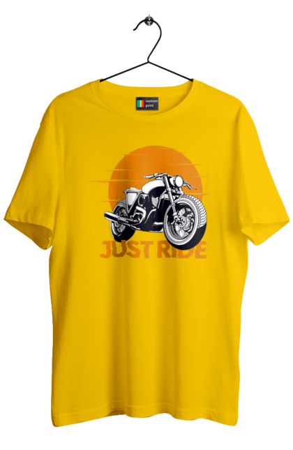 Men`s t-shirt with prints Motorcycle, Just Go. Motorbike, riding, road. 2070702