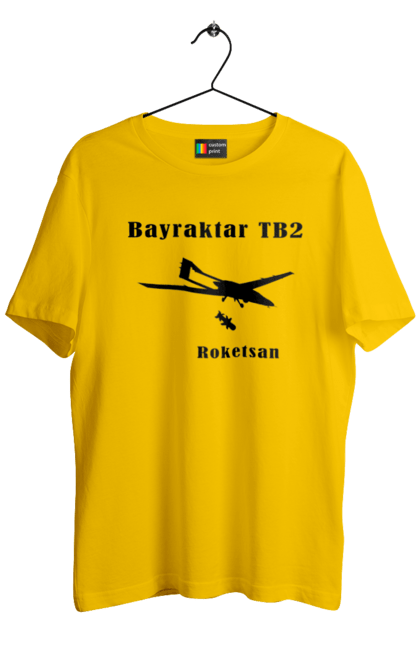 Футболка чоловіча з принтом "Bayraktar TB2". Bayraktar, bayraktar tb2, агресія, байрактор, безпілотний, бойовики, війна, донбас, захист, зсу, контратака, літак, оборона, патріот, ракета, удар, ударний, україна. aslan