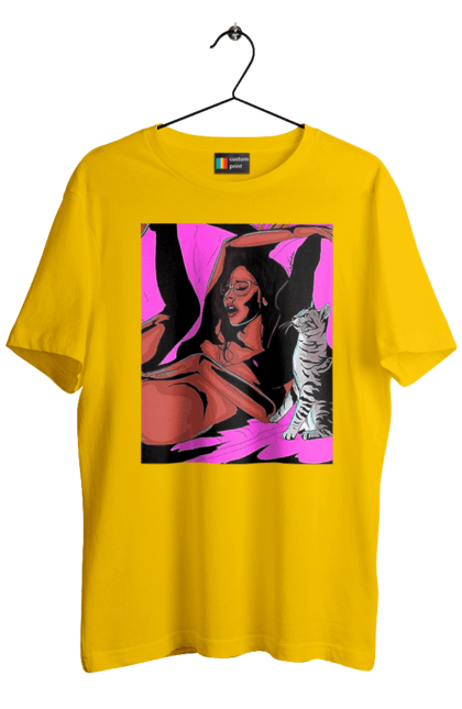 Футболка чоловіча з принтом "Дівчина Отримує Задоволення". Гола, задоволення, кішка, пристрасть. 2070702