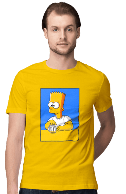 Men`s t-shirt with prints Bart is a beer lover. Bart, bart simpson, cartoon characters, cartoons, simpsons, ukrainian flag. 2070702
