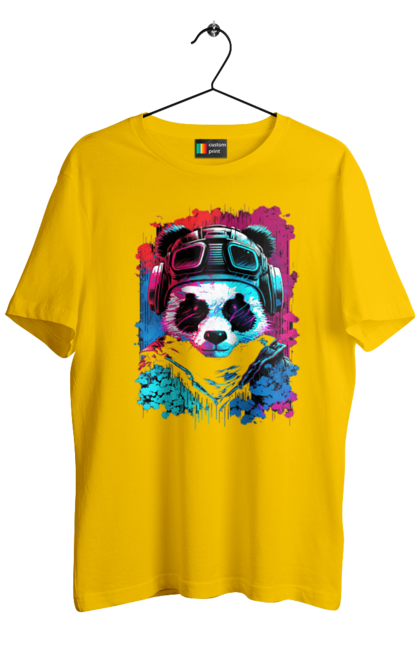 Футболка чоловіча з принтом "Панда в VR шолом". Віртуальна реальність, гік, панда, персонаж, шолом. 2070702