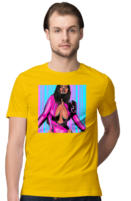 Футболка чоловіча з принтом "Дівчина З Глибоким Декольте". Гола, дівчина, сиськи. 2070702