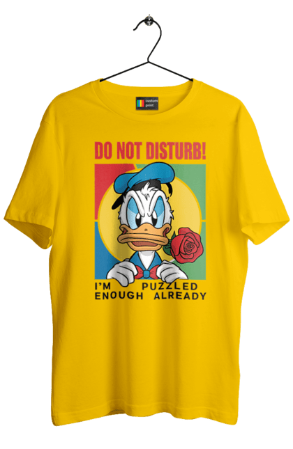 Men's t-shirt with prints Donald Duck Do not disturb!. Animated series, cartoon, disney, do not disturb, donald duck. 2070702