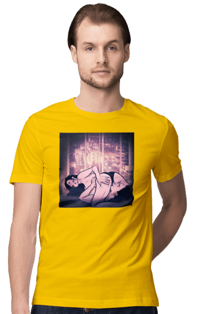 Футболка чоловіча з принтом "Дорослі Ігри На Тлі Міста". Гола, кохання, лизати, трусики. 2070702