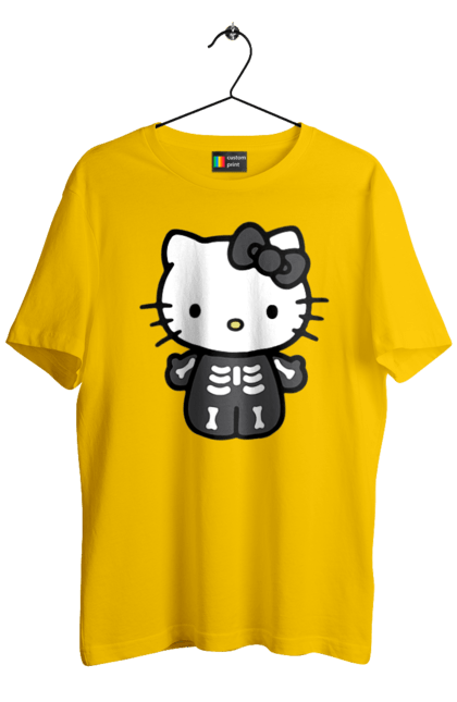 Men's t-shirt with prints Hello Kitty Halloween. Brand, character, halloween, hello kitty, kitten, kitty, skeleton, zombie. 2070702