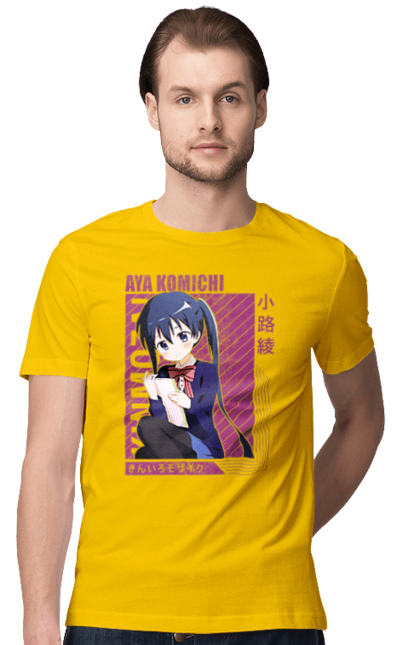 Men's t-shirt with prints Kiniro Mosaic Aya Komichi. Anime, aya komichi, gold mosaic, kiniro mosaic, kinmoza, manga. 2070702