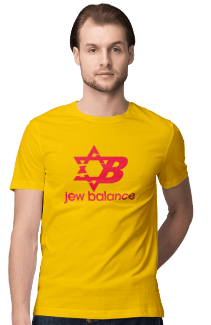 Футболка чоловіча з принтом "Jew Balance Red". New balance, гумор, еврейські, жарти, жартівливі, літні, прикольні, червоний. 2070702