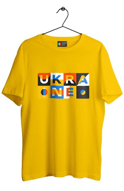 Футболка чоловіча з принтом "Україна". Напис україна, символ україни, текст україна, україна. 2070702