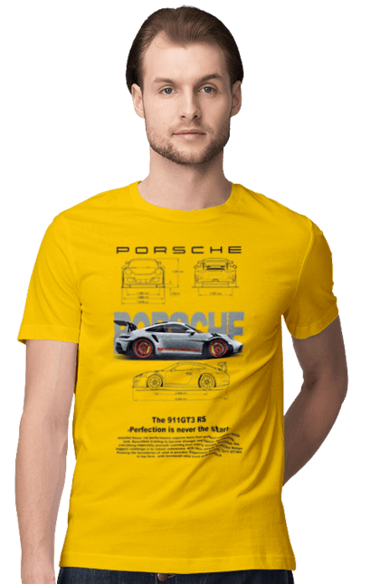 Men's t-shirt with prints Porsche 911 GT3 RS. Auto, automobile, car, porsche, porsche 911, sport, sports car. 2070702