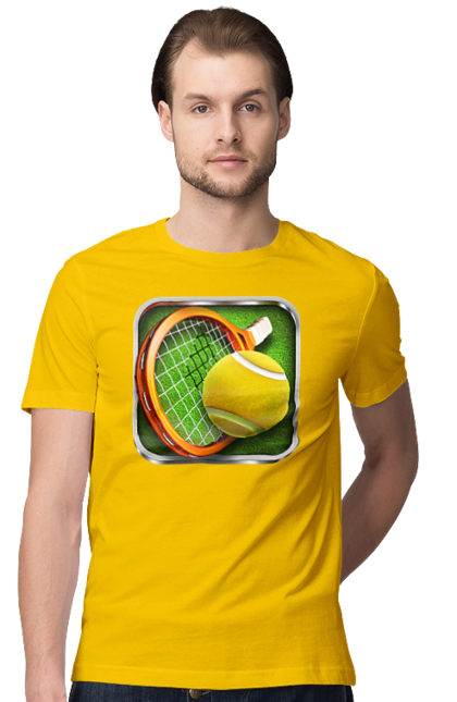 Men`s t-shirt with prints Tennis. Ball, ground tournament, london, players, prize fund, racket, sponsor, tennis, tournament grid. 2070702