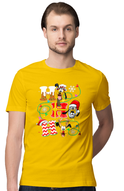 Men's t-shirt with prints Merry Christmas. Cartoon, christmas, christmas, deer, disney, holiday, merry christmas, santa. 2070702