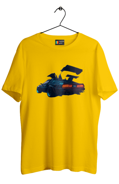 Men`s t-shirt with prints DeLorean from back to the future. Car, delorean, from film. 2070702