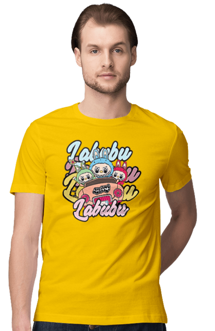 Футболка чоловіча з принтом "Лабубу". Іграшка лабубу, лабубу, лабубу кока кола, мерч лабубу, мила, рожева лабубу, смішна лабубу. 2070702