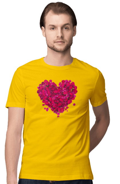 Men`s t-shirt with prints Heart From Rose Petals. Petals, rose flower. 2070702