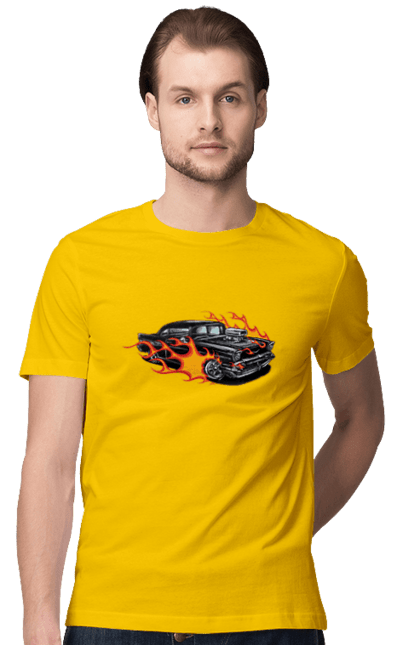 Men`s t-shirt with prints Fire Machine. Car. 2070702