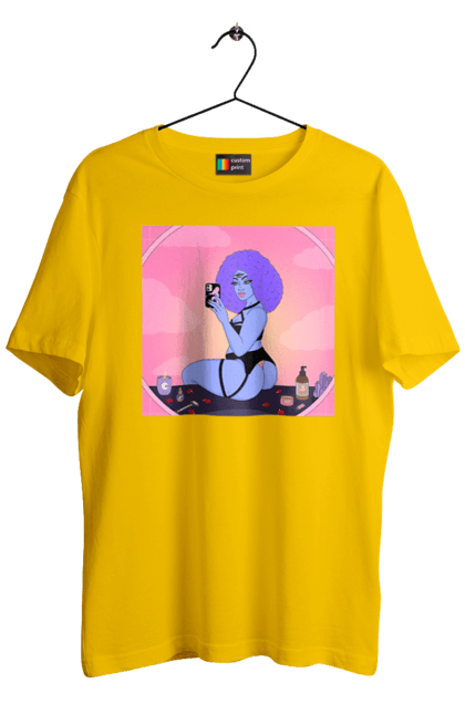 Футболка чоловіча з принтом "Фіолетова Дівчина Фото У Дзеркалі". Білизна, дзеркало, фото. 2070702