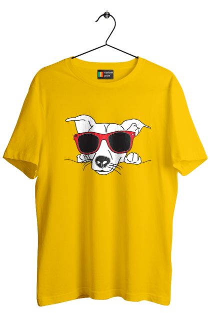 Men`s t-shirt with prints The Dog Peeks Out. Dog, glasses, peep out. 2070702