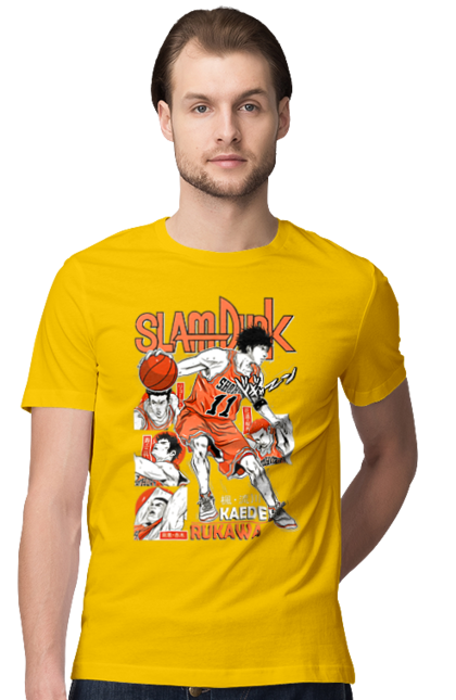 Men's t-shirt with prints Slam Dunk Kaede Rukawa. Anime, basketball, comedy, kaede rukawa, manga, school, shonen, slam dunk, sports anime. 2070702