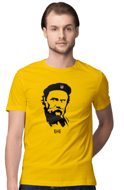 Футболка чоловіча з принтом "Шевченко". Берет, кобзарь, тарас, украина, шевченко. 2070702