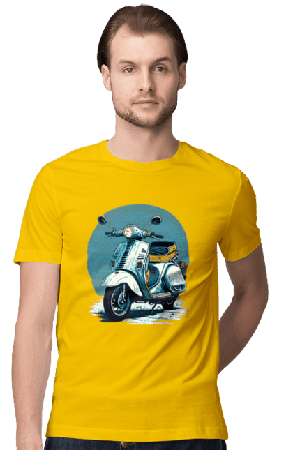 Футболка чоловіча з принтом "Мопед". Відпочинок, літо, мопед, скутер, швидкість. 2070702