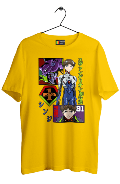 Men's t-shirt with prints Evangelion. Angel, anime, eva 01, evangelion, manga, neon genesis evangelion, shinji. 2070702