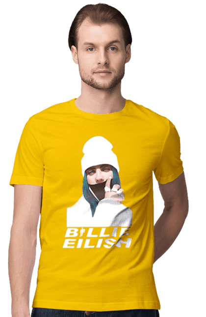 Футболка чоловіча з принтом "Біллі Айліш". Біллі айліш, логотип біллі айліш, принт біллі айліш, співачка біллі айліш. 2070702