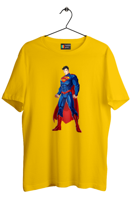 Футболка чоловіча з принтом "Супермен". Герой коміксів, кларк кент, комікси дс, криптоніт, синій костюм, супергерой, супермен. CustomPrint.market