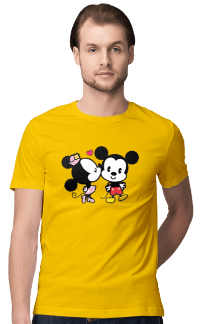 Футболка мужская с принтом Микки Маус и Минни Маус. Mickey mouse, minnie mouse, дисней, микки, микки маус, минни маус, мультфильм. 2070702