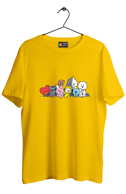 Футболка чоловіча з принтом "BTS & BT21". Bt21, bts, k pop, line, бт21, бтс, іграшка, к-поп, лайн, персонажі. 2070702