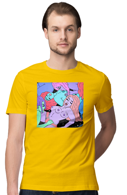 Футболка чоловіча з принтом "Дівчата Інопланетянки". Дівчата, інопланетянки, космос, різнокольорові. 2070702