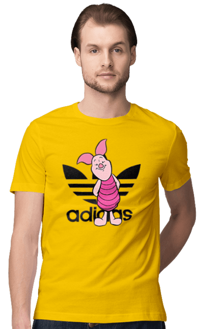 Футболка мужская с принтом Adidas Пятачок. Adidas, piglet, адидас, винни-пух, мультфильм, пятачок. 2070702