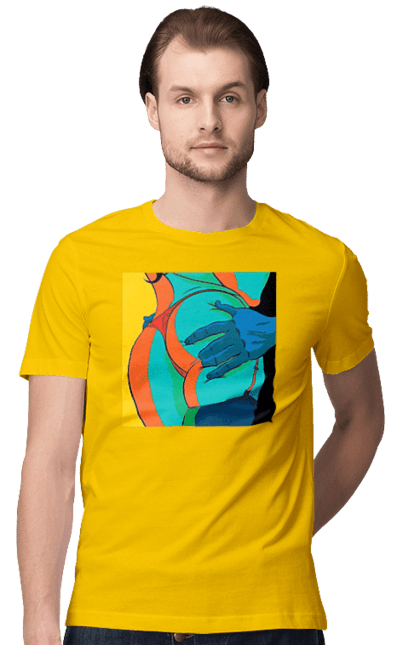 Футболка чоловіча з принтом "Жіноча Попа В Чоловічих Руках". Гола, жопа, ляпас. 2070702