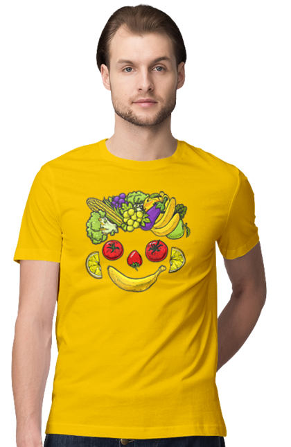 Men`s t-shirt with prints Hls Smile. Healthy, smile, vegetable. 2070702