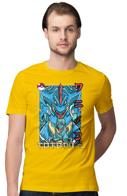 Men's t-shirt with prints Pokemon Totodile. Nintendo, pokemon, pokemon go, totodile. 2070702