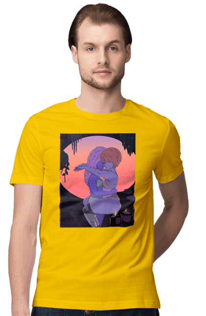 Футболка чоловіча з принтом "Фіолетові Дівчата Обіймаються". Захід, обійми. 2070702