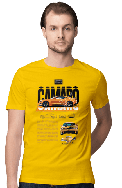 Футболка чоловіча з принтом "Chevrolet Camaro". Camaro, chevrolet, chevrolet camaro, авто, автомобіль, камаро, шевроле, шевроле камаро. 2070702