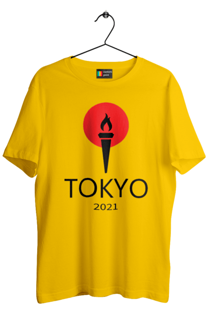 Футболка чоловіча з принтом "Токіо 2021, Факел". Олімпійські ігри, токіо, факел. CustomPrint.market