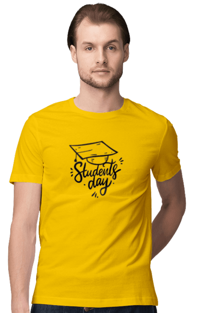 Футболка чоловіча з принтом "День студента". День студента, з днем студента, студент, універ, шапка студента. futbolka.stylus.ua