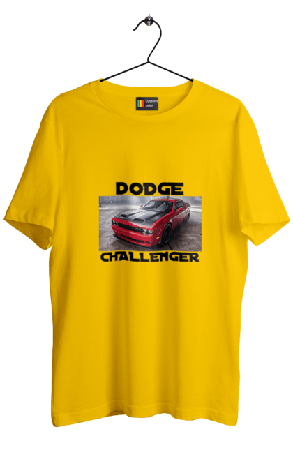 Футболка чоловіча з принтом "Додж челенджер". Авто, автомобіль, американська легенда, додж челенджер, класичний автомобіль, культове авто, масл кар, потужний автомобіль. 2070702