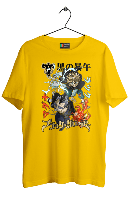 Men's t-shirt with prints Black Clover Magna Swing and Luck Voltia. Anime, black clover, luck voltia, magna swing, manga, wizard king. 2070702