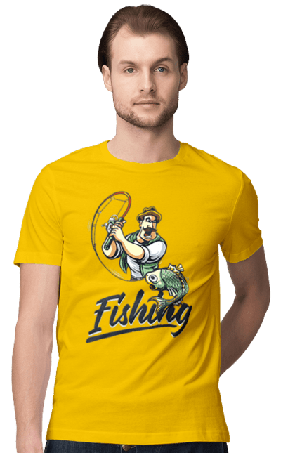 Футболка чоловіча з принтом "Рибалка, літо". Відпочинок, літо, рибалка. 2070702