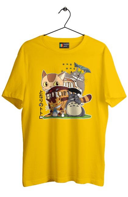 Men's t-shirt with prints Totoro. Adventures, anime, comedy drama, fantasy, film, my neighbor totoro, tv series. 2070702