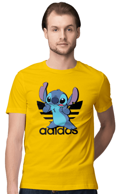 Men's t-shirt with prints Adidas Stich. Alien, cartoon, cinema, disney, film, lilo and stitch, stitch. 2070702