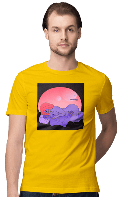 Men`s t-shirt with prints Aliens Girl And Boy. Girl, guy, naked. 2070702