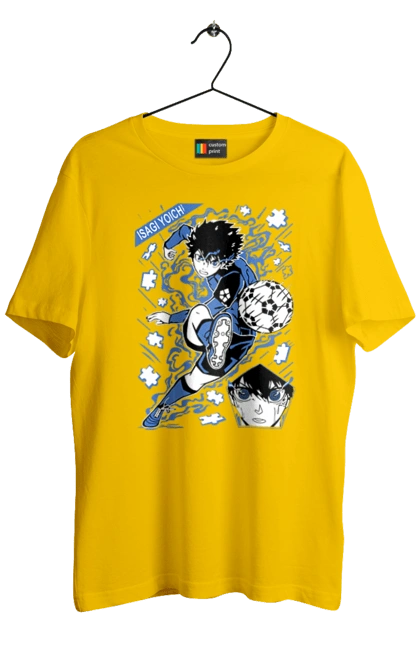 Футболка чоловіча з принтом "Синя в'язниця Йоічі Ісагі". Blue lock, yoichi isagi, аніме, блю лок, йоічі ісагі, манга, синя в`язниця, спорт, спортивне аніме. 2070702