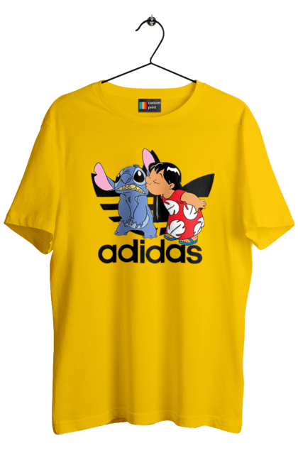 Men's t-shirt with prints Adidas Stich. Alien, cartoon, cinema, disney, film, lilo and stitch, stitch. 2070702