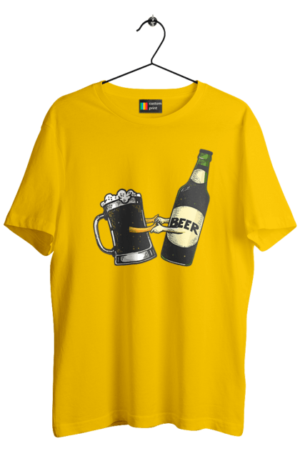 Men`s t-shirt with prints Bottle Of Beer With A Glass Of Beer. Beer, bottle, wineglass. 2070702