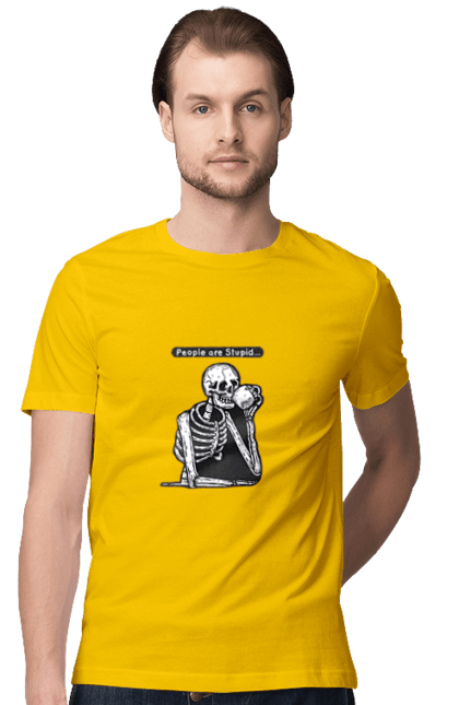 Футболка чоловіча з принтом "Скелет (люди глупы)". Art, philosophy, skeleton, люди глупы, мемы, скелет, философия. futbolka.stylus.ua