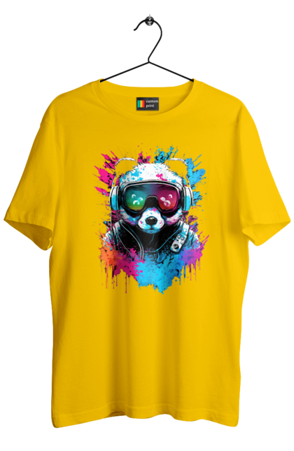 Футболка чоловіча з принтом "Панда в VR шолом". Віртуальна реальність, гік, панда, персонаж, шолом. 2070702